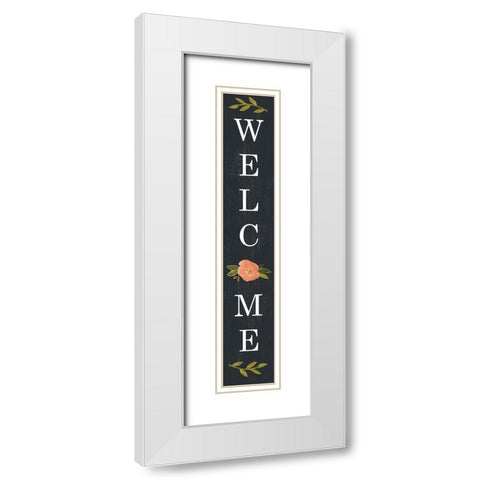 Welcome Floral II (black) White Modern Wood Framed Art Print with Double Matting by Sherrill, Kate