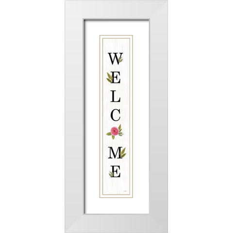 Welcome Floral III White Modern Wood Framed Art Print with Double Matting by Sherrill, Kate