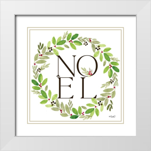 Noel Wreath White Modern Wood Framed Art Print with Double Matting by Sherrill, Kate