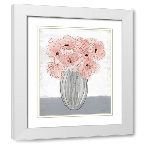 Poppies in Vase White Modern Wood Framed Art Print with Double Matting by Sherrill, Kate