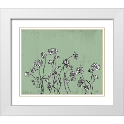 Floral Sketch 1 White Modern Wood Framed Art Print with Double Matting by Sherrill, Kate