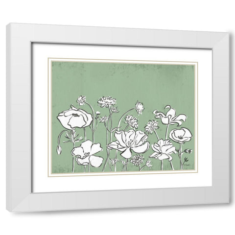 Floral Sketch 2 White Modern Wood Framed Art Print with Double Matting by Sherrill, Kate