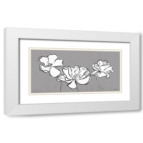 Three Blooms Sketch White Modern Wood Framed Art Print with Double Matting by Sherrill, Kate