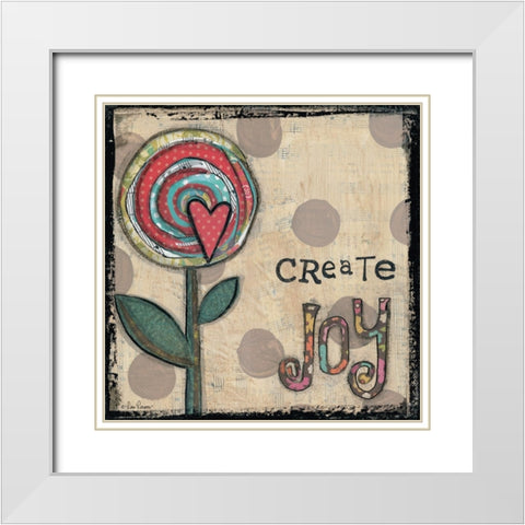 Create Joy Flower White Modern Wood Framed Art Print with Double Matting by Larson, Lisa