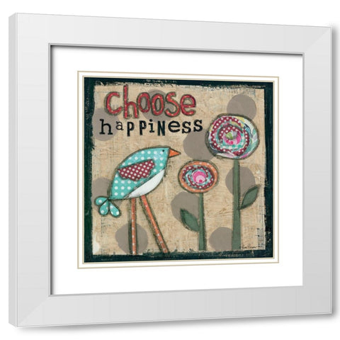 Choose Happiness White Modern Wood Framed Art Print with Double Matting by Larson, Lisa