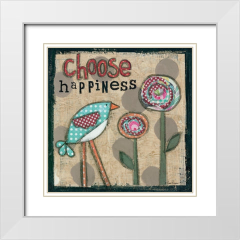Choose Happiness White Modern Wood Framed Art Print with Double Matting by Larson, Lisa