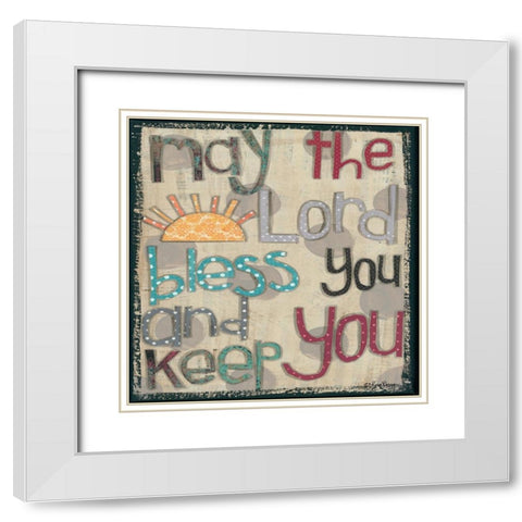 Bless You and Keep You White Modern Wood Framed Art Print with Double Matting by Larson, Lisa