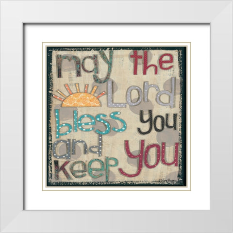 Bless You and Keep You White Modern Wood Framed Art Print with Double Matting by Larson, Lisa