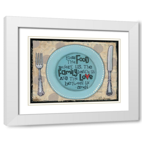Bless the Food White Modern Wood Framed Art Print with Double Matting by Larson, Lisa
