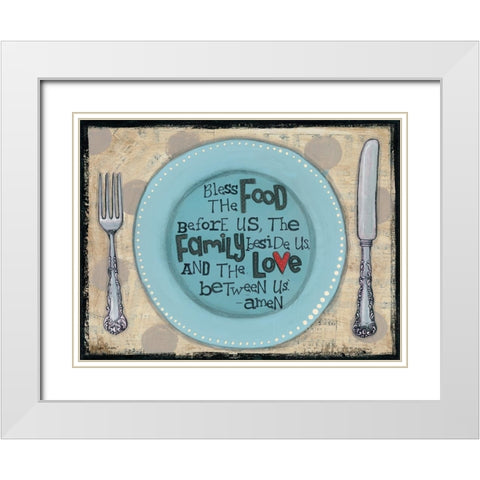 Bless the Food White Modern Wood Framed Art Print with Double Matting by Larson, Lisa