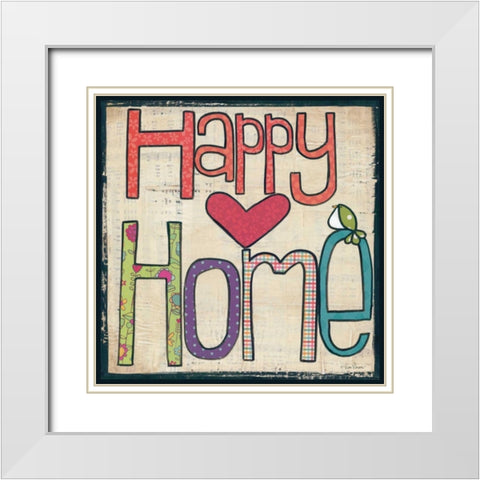 Happy Home White Modern Wood Framed Art Print with Double Matting by Larson, Lisa