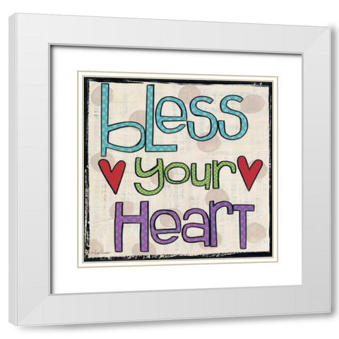 Bless Your Heart White Modern Wood Framed Art Print with Double Matting by Larson, Lisa
