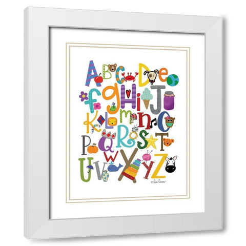 Colorful Alphabet White Modern Wood Framed Art Print with Double Matting by Larson, Lisa