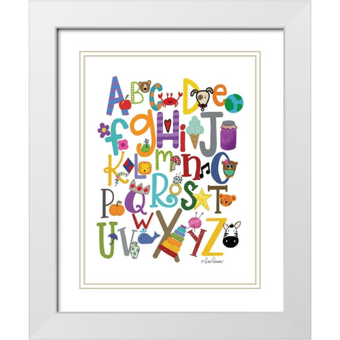 Colorful Alphabet White Modern Wood Framed Art Print with Double Matting by Larson, Lisa