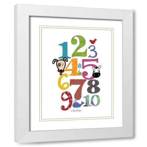 Colorful Numbers White Modern Wood Framed Art Print with Double Matting by Larson, Lisa
