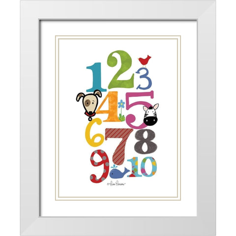 Colorful Numbers White Modern Wood Framed Art Print with Double Matting by Larson, Lisa