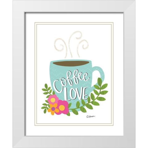 Coffee Love White Modern Wood Framed Art Print with Double Matting by Larson, Lisa