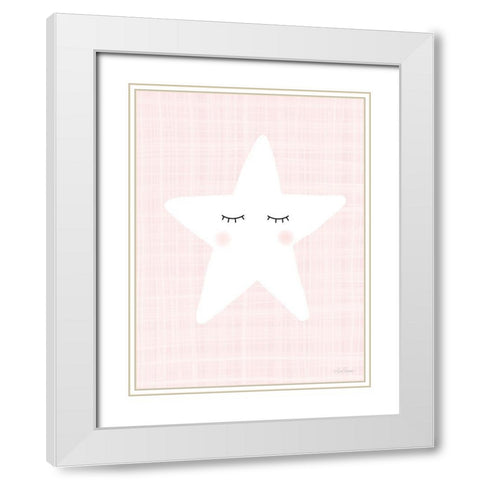 Star on Pink White Modern Wood Framed Art Print with Double Matting by Larson, Lisa