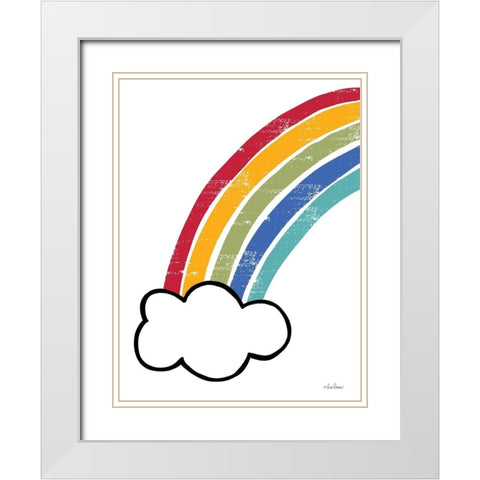 Happy Rainbow I White Modern Wood Framed Art Print with Double Matting by Larson, Lisa
