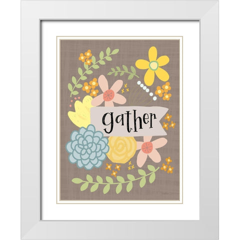 Gather White Modern Wood Framed Art Print with Double Matting by Larson, Lisa
