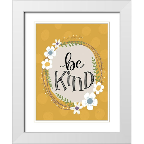 Be Kind White Modern Wood Framed Art Print with Double Matting by Larson, Lisa