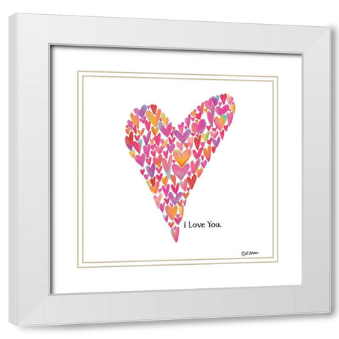 I Love You Heart White Modern Wood Framed Art Print with Double Matting by Larson, Lisa