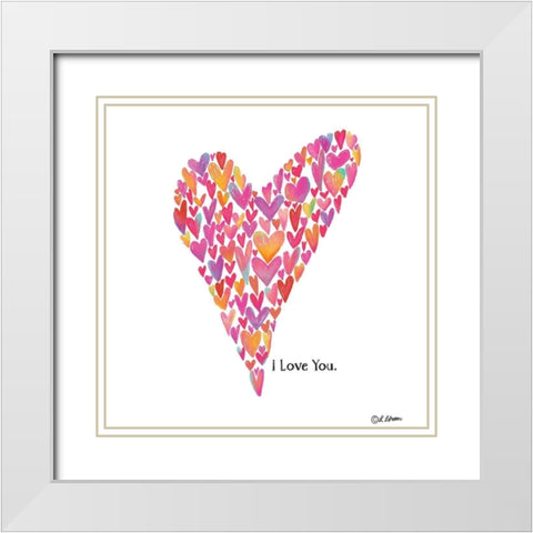 I Love You Heart White Modern Wood Framed Art Print with Double Matting by Larson, Lisa