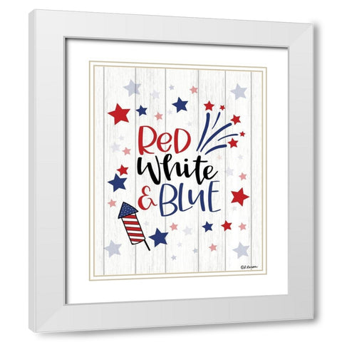 Red White And Blue White Modern Wood Framed Art Print with Double Matting by Larson, Lisa