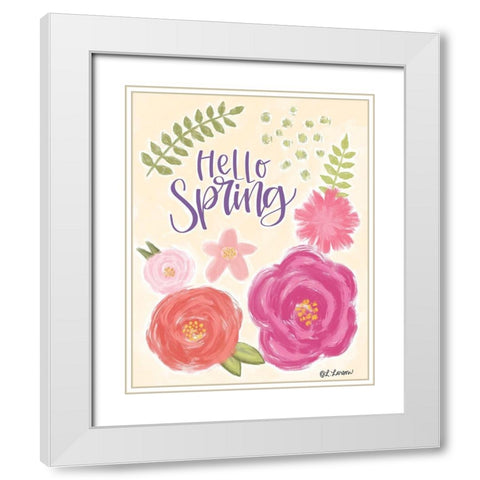 Hello Spring White Modern Wood Framed Art Print with Double Matting by Larson, Lisa
