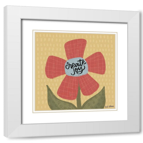 Create Joy Flower White Modern Wood Framed Art Print with Double Matting by Larson, Lisa