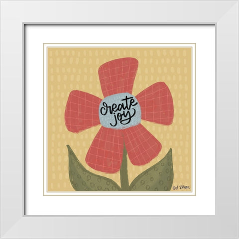 Create Joy Flower White Modern Wood Framed Art Print with Double Matting by Larson, Lisa