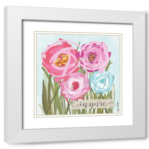 Floral Inspire White Modern Wood Framed Art Print with Double Matting by Larson, Lisa