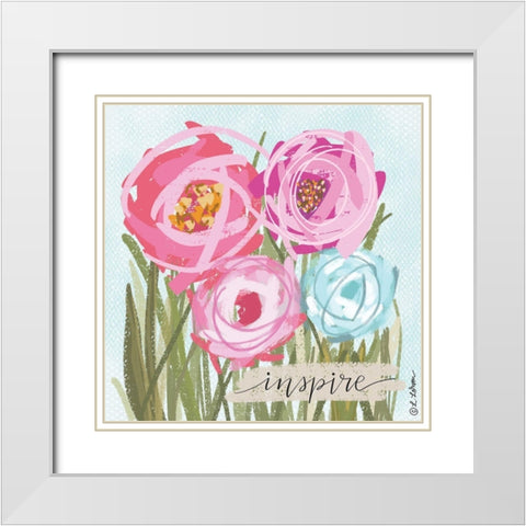 Floral Inspire White Modern Wood Framed Art Print with Double Matting by Larson, Lisa