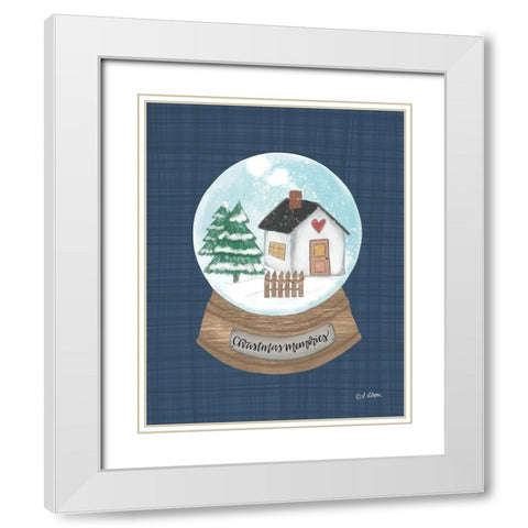 Christmas Memories Snow Globe I White Modern Wood Framed Art Print with Double Matting by Larson, Lisa