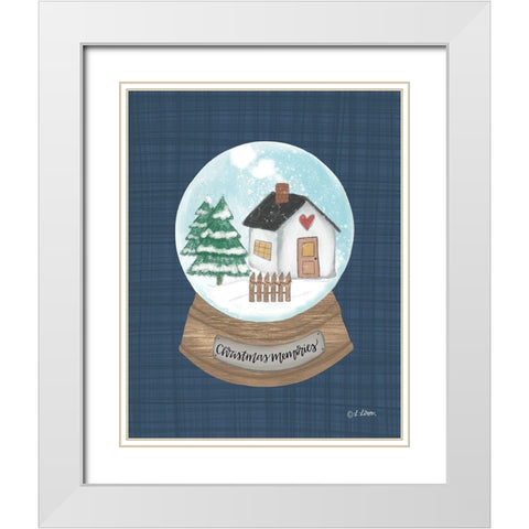 Christmas Memories Snow Globe I White Modern Wood Framed Art Print with Double Matting by Larson, Lisa