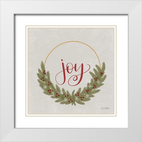Joy Wreath White Modern Wood Framed Art Print with Double Matting by Larson, Lisa