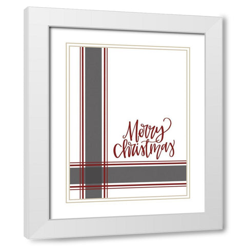 Farmhouse Merry Christmas White Modern Wood Framed Art Print with Double Matting by Larson, Lisa