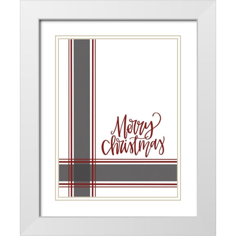 Farmhouse Merry Christmas White Modern Wood Framed Art Print with Double Matting by Larson, Lisa