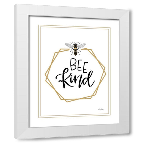 Geo Bee Kind     White Modern Wood Framed Art Print with Double Matting by Larson, Lisa