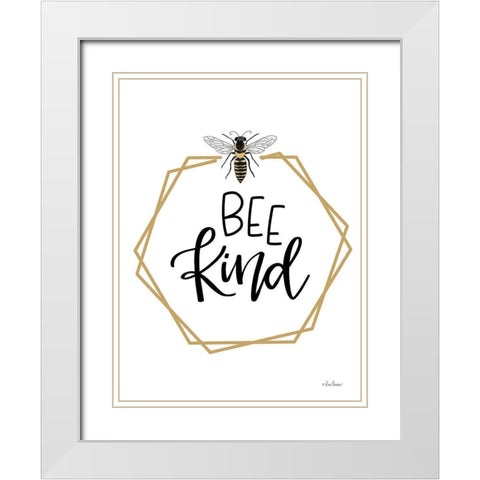 Geo Bee Kind     White Modern Wood Framed Art Print with Double Matting by Larson, Lisa