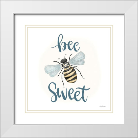Bee Sweet White Modern Wood Framed Art Print with Double Matting by Larson, Lisa