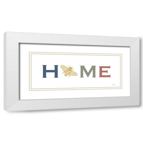 Home Bee White Modern Wood Framed Art Print with Double Matting by Larson, Lisa