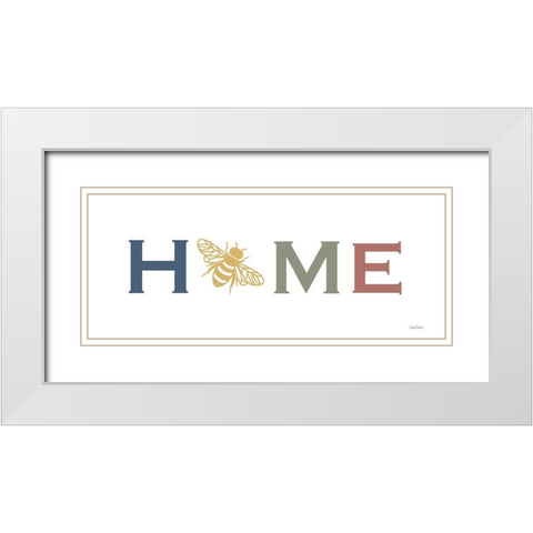 Home Bee White Modern Wood Framed Art Print with Double Matting by Larson, Lisa