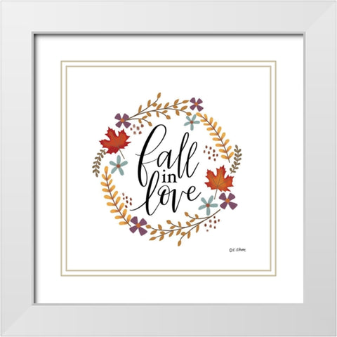 Fall In Love White Modern Wood Framed Art Print with Double Matting by Larson, Lisa