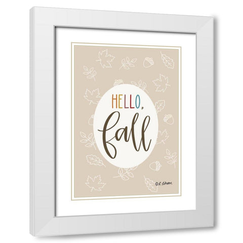 Hello Fall White Modern Wood Framed Art Print with Double Matting by Larson, Lisa