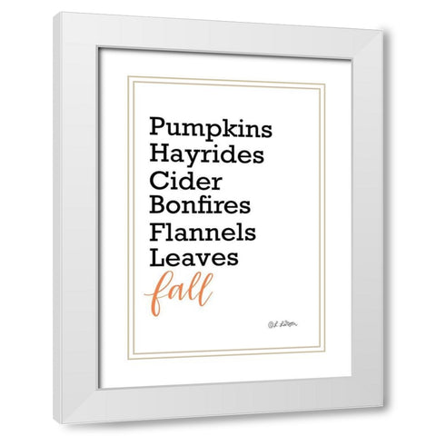 Fall Words White Modern Wood Framed Art Print with Double Matting by Larson, Lisa