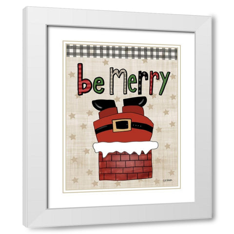 Be Merry White Modern Wood Framed Art Print with Double Matting by Larson, Lisa