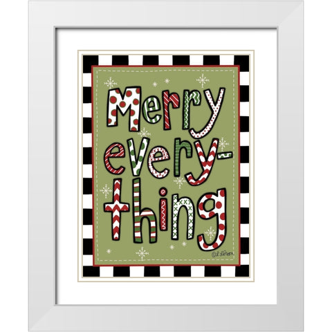Merry Everything White Modern Wood Framed Art Print with Double Matting by Larson, Lisa