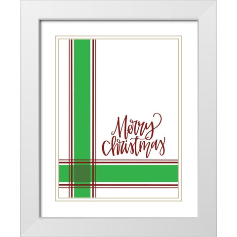 Farmhouse Merry Christmas    White Modern Wood Framed Art Print with Double Matting by Larson, Lisa
