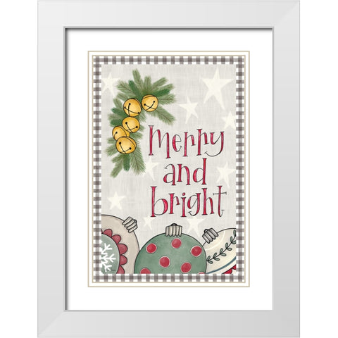 Merry and Bright White Modern Wood Framed Art Print with Double Matting by Larson, Lisa